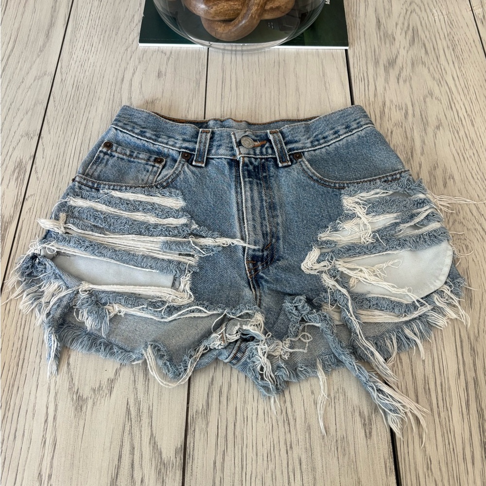 Levi's Distressed Light Blue Denim Jean Shorts